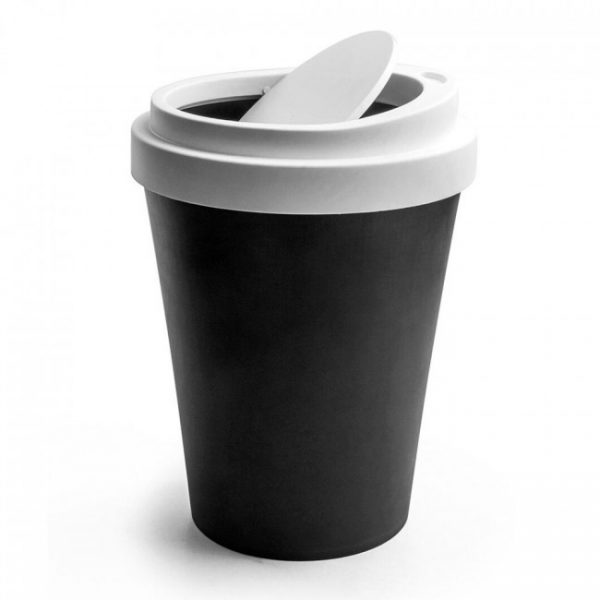 QUALY מיני פח בעיצוב כוס קפה - שחור-0