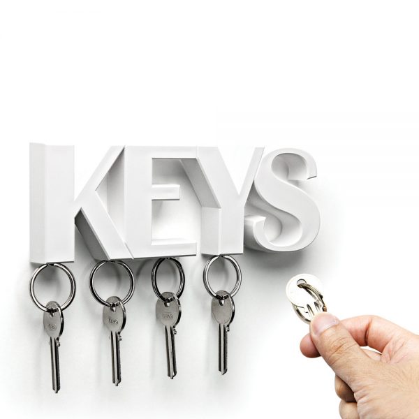מתלה מפתחות מגנטי מעוצב לקיר - לבן KEYS - QUALY-36924
