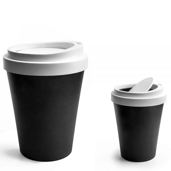 QUALY פח גדול בעיצוב כוס קפה - שחור-37105