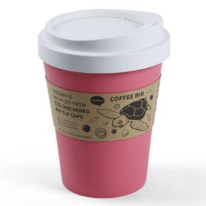 QUALY פח בעיצוב כוס קפה - ורוד פסטל-0