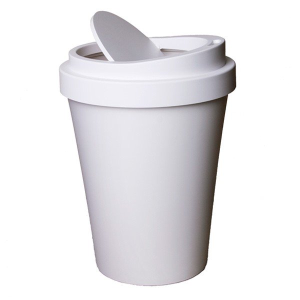 QUALY מיני פח בעיצוב כוס קפה - לבן-0