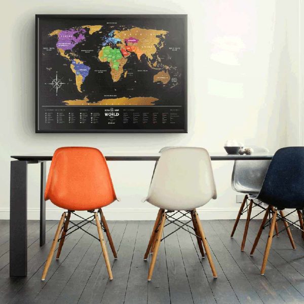מפת עולם מתגרדת - שחור זהב Travel Map-34235
