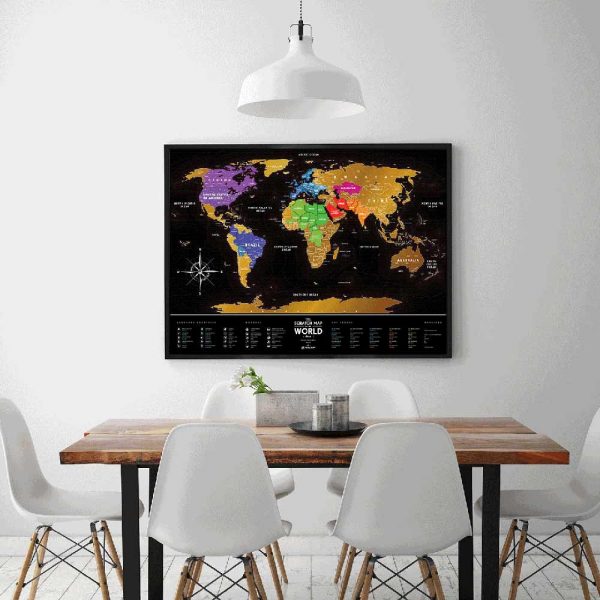 מפת עולם מתגרדת - שחור זהב Travel Map-0