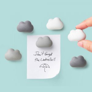 QUALY סט מגנטים מעוצבים למקרר - עננים - אפור-0