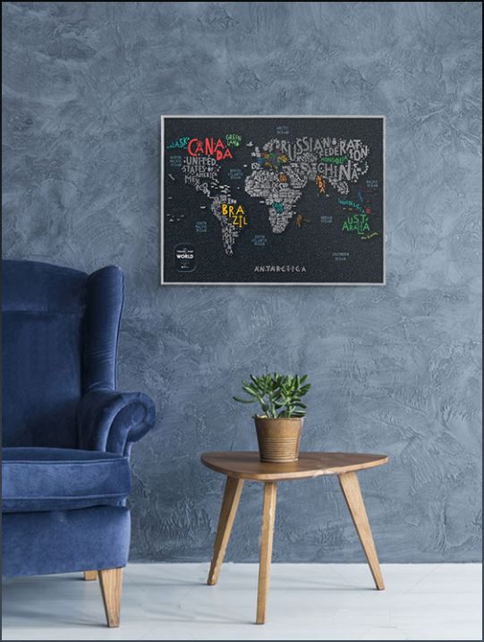 מפת עולם מתגרדת - Travel Map Letters World-38413