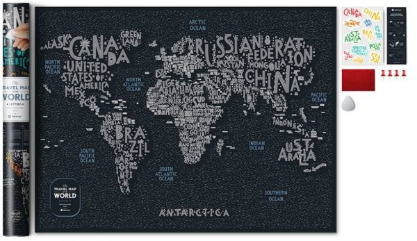 מפת עולם מתגרדת - Travel Map Letters World-38412