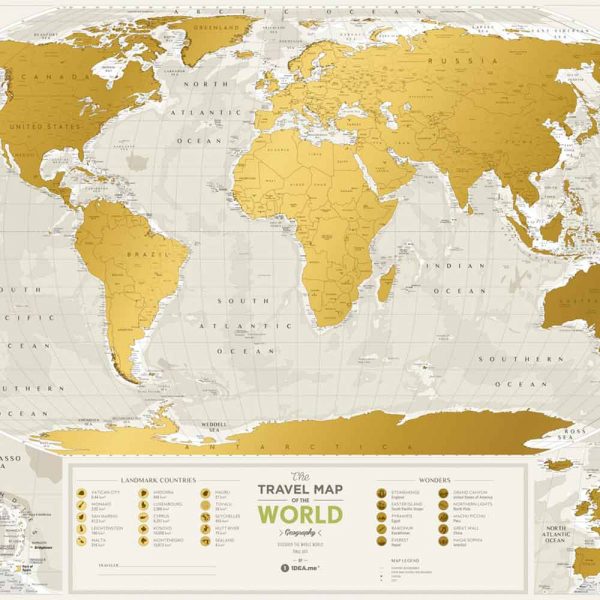 מפת עולם מתגרדת - Geography - Travel Map-34228