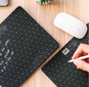 פד לעכבר בלוק נייר שחור + עפרון לבן-0