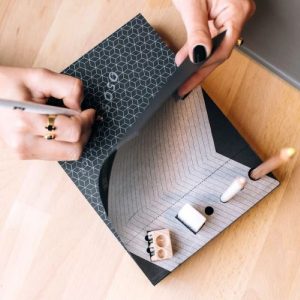 בלוק שחור עפרונות לבנים Memo Pad & Organizer -0