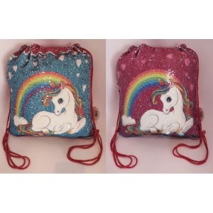 תיק שרוך פאייטים חד קרן-0