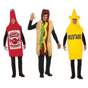 תחפושת קבוצתית נקניקייה, קטשופ וחרדל למבוגרים של חברת רוביס-0