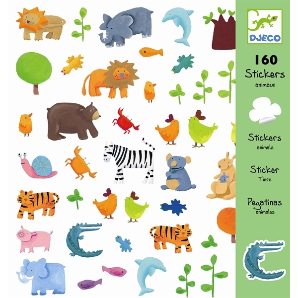 160 מדבקות חיות צבעוניות - DJECO -0