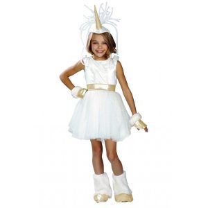 תחפושת חד קרן לבן זהב לילדות -0