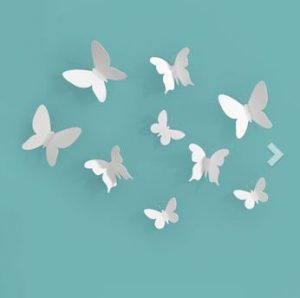 MARIPOSA פרפרים דקורטיביים לקיר- לבן-0