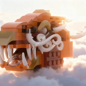 114 יחידות MOC כתום אדום ראש דרקון סיני מודל בניית קוביות אדריכלות DIY מתנות יצירתיות לחג המולד צעצועים רעיונות חינוך