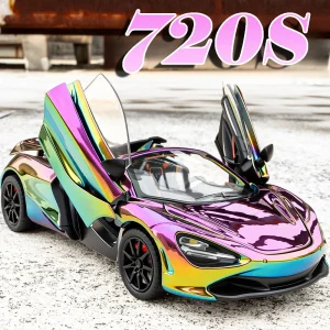 1:24 720S מודל סננה צעצוע מכוניות ספורט מתכת דייקאסט דלתות פתוחות מוציאות אחורה קול אור אוסף סופרקארים ילדים מתנות לחג המולד