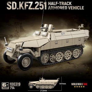 714 יחידות Sd.Kfz.251 חצי-מסילה רכב מוגן בניית קוביות טנק קלאסיות צבאיות צעצועים לילדים מבוגרים מתנה
