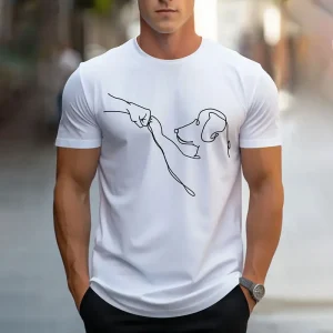 חולצת טי-שירט עם הדפס גור 3D מהנה לקיץ, אופנת גברים חדשה, שרוול קצר, מידה גדולה, צוואר עגול, ספורט, נושמת, שרוול קצר