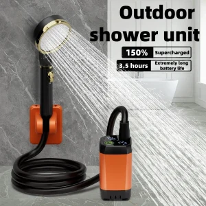 יחידת מקלחת חשמלית ניידת לשימוש חיצוני, ערכת מקלחת לקמפינג, חיי סוללה ארוכים, מתאימה לעבודות בנייה, קמפינג ושימוש ביתי