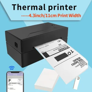 מדפסת תרמית Marklife שחורה Bluetooth מדפסת אינקלס HD תואמת Mac, iOS, Windows לבית הספר משרד עסקים קטנים