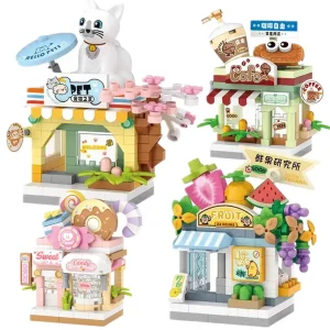 מסעדה קינוח קפה חנות פירות לחיות מחמד נוף רחוב בית מזון בניית קוביות ערכת ילדות דגם ילדים צעצוע בנים מתנות