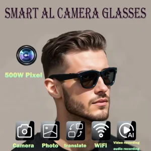 משקפי שמש חכמות AI Smart Bluetooth עם שיחות אודיו, מוזיקה, עזר קולי, תרגום בזמן אמת, צילום באיכות HD, ספורט חיצוני