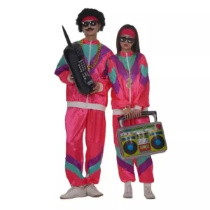 סט טרקסוט נשים משנות ה-80 בסגנון וינטאג' היפ הופ, מעיל בלוק צבעים עם מכנסיים במותן גבוה, בגדי ספורט אופנתיים