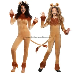 קוס הלווין קרנבל קוספליי יום הילדים שלב תוכנית טלוויזיה ילדים נשי אריה מזויף משחק תחפושת חיות מצחיקה