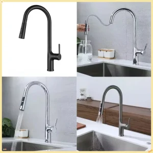 תושבת יחידה עם חור אחד, סיבוב 360 מעלות, צנרת מטבח מתכווננת, צנרת מתכווננת אנכית עם 3 פונקציות, מזרק זרם מושך לכיור