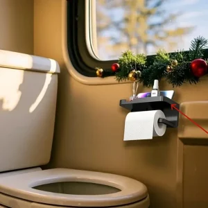 תושבת נייר טואלט לפנים של רכב, מתקן קיר לחדר האמבטיה, תושבת נייר טואלט לטלפון נייד, מדף למגבות לרכבת RV, קרוואן ומוטורהום