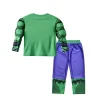 תחפושת האלק לילדים בנים חולצות מכנסיים סט ראש חג ההלווין חליפת שרירים האלק מסיבת האלק סופר גיבורים ילדות ילדים - תמונה 2