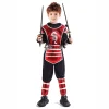 תחפושת נינג'ה סמוראי לילדים בצבע אדום עם ערכת נשק, תחפושת ליל כל הקדושים, תחפושת לוחם דרקון שחור, תחפושת קו... - תמונה 4