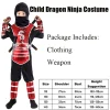 תחפושת נינג'ה סמוראי לילדים בצבע אדום עם ערכת נשק, תחפושת ליל כל הקדושים, תחפושת לוחם דרקון שחור, תחפושת קו... - תמונה 6