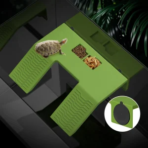 1 צב pc פלטפורמת bking עם כוסות יניקה-קערות טרריום פלסטיק עבור זוחלים ימיים, דו-חיים-צב מנוחה