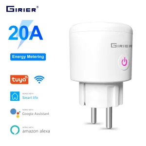 שקע חכם Tuya Wifi Plug 20A EU עם פונקציית מוניטור כוח אפליקציית Smart Life שליטה מרחוק עובד עם Alexa Google Home