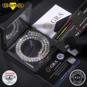 שרשרת צמיד שרשרת טניס מואיסנייט מבריקה 100% כסף סטרלינג 925 עובר מבחן יהלומים תכשיטים יוקרתיים מתנת יום האהבה