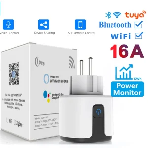 Tuya האיחוד האירופי חכם תקע, 16A/20A WIFI חכם שקע, עם כוח ניטור, שלט רחוק, תמיכה Alexa Google בית Yandex קול שליטה