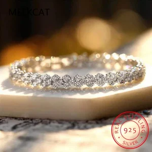 צמידי מואיסנייט מדמה יהלומים מעבדה כסף massif 925 לנשים ובנות חתונה קוקטייל מסיבת תכשיטים איכותיים