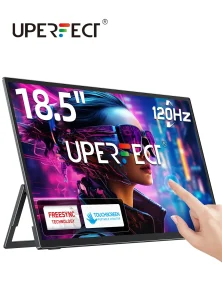 מסך נייד UPERFECT עם מסך מגע 18.5 אינץ' 120 הרץ עם VESA ו-180 °   מעמד מתכוונן עבור מחשב נייד Mac Switch PS5 iPhone HUAWEI