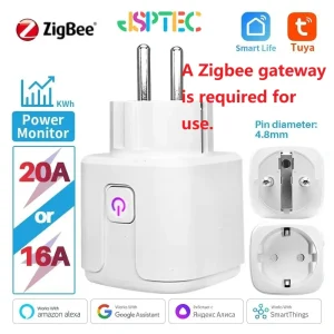 Tuya zigbee חכם תקע 20 א eu שקע חכם עם ניטור זמן פונקציה שליטה קולית באמצעות alexa Google הביתה yandex