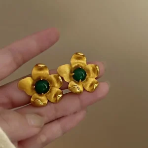 נשים וינטג 'נשים משובח בציפוי זהב 18 קראט צרפתי בסגנון וינטג', אישה אביזרי אוזן מתנה