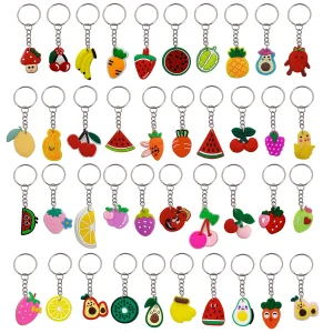 40 יחידות סט מחזיקי מפתחות פרי קרטון למתנות לחג המולד מתנות קטנות אביזרי מחזיקי מפתחות