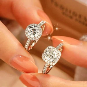 טבעת מואיסנייט אמיתית 100% D VVS1 עובר עט בדיקת יהלומים גודל מתכוונן S925 כסף תעודת GRA טבעות נישואין לנשים