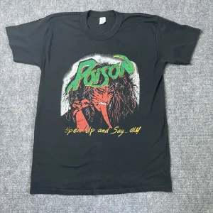 חולצת Vtg 1988 Poison World Tour 1980 קונצרט בנד טי סינגל סטיץ' רוק אוניסקס גברים נשים קיץ צוואר עגול כותנה