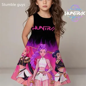 שמלת קיץ של ציידי השדים Kpop לילדות ילדות חמודה ונוחה לשינה בחוף