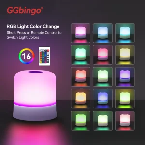מנורת לילה מגע GGbingo עם שלט רחוק נטענת, תאורת לילה RGB ניתנת לכיוון, מנורת שולחן אמביינט לחדר שינה ולסלון