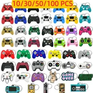 10-100 יחידות מחזיקי מפתחות לבנים Gamepad Keyring Joystick Game Controller Key Accessories מתאימים לתיק יד מחזיק מפתחות חברים מתנות