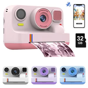 מצלמת ילדים דיגיטלית עם הדפסה מיידית, מצלמת תמונות 1080P HD עם מקליט וידאו דו עדשה, מדפסת תרמית מיני, מתנות ליומולדת חינוכיות