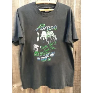 חולצת Poison Band משנת 1988 בעיצוב נדיר, חולצה בצבע פחם, חולצה יוניסקס לגברים ונשים, חולצות טי גרפיות בסגנון הראג'וקו