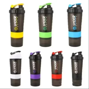 3 שכבה של בקבוק שייקר חלבון ערבוב גביע ספורט מים כושר 550 מ "ל קנה בקבוקי מים מפלסטיק עם תיבת רפואה